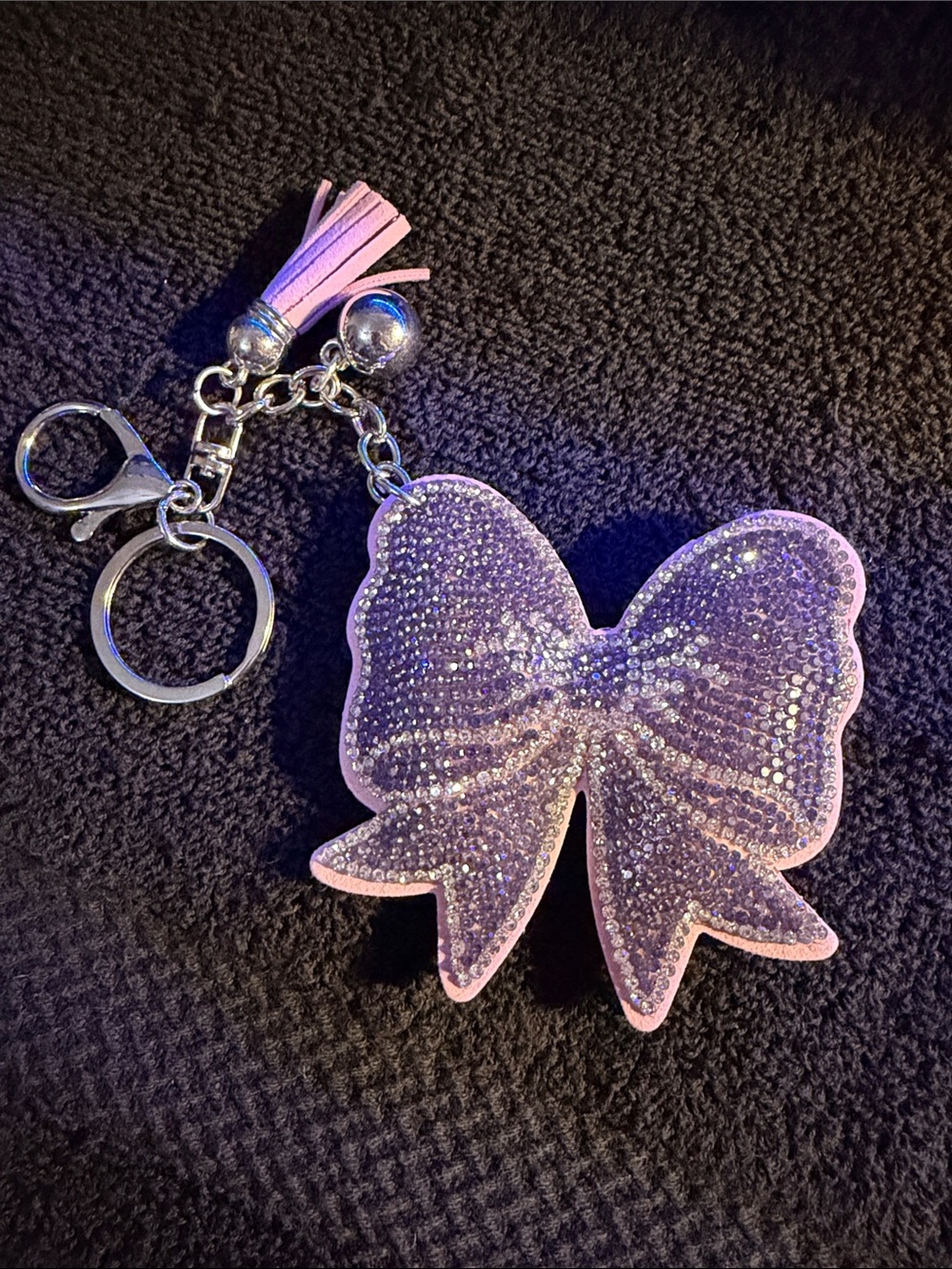 Sparkling Purple Bow Keychain with Tassel